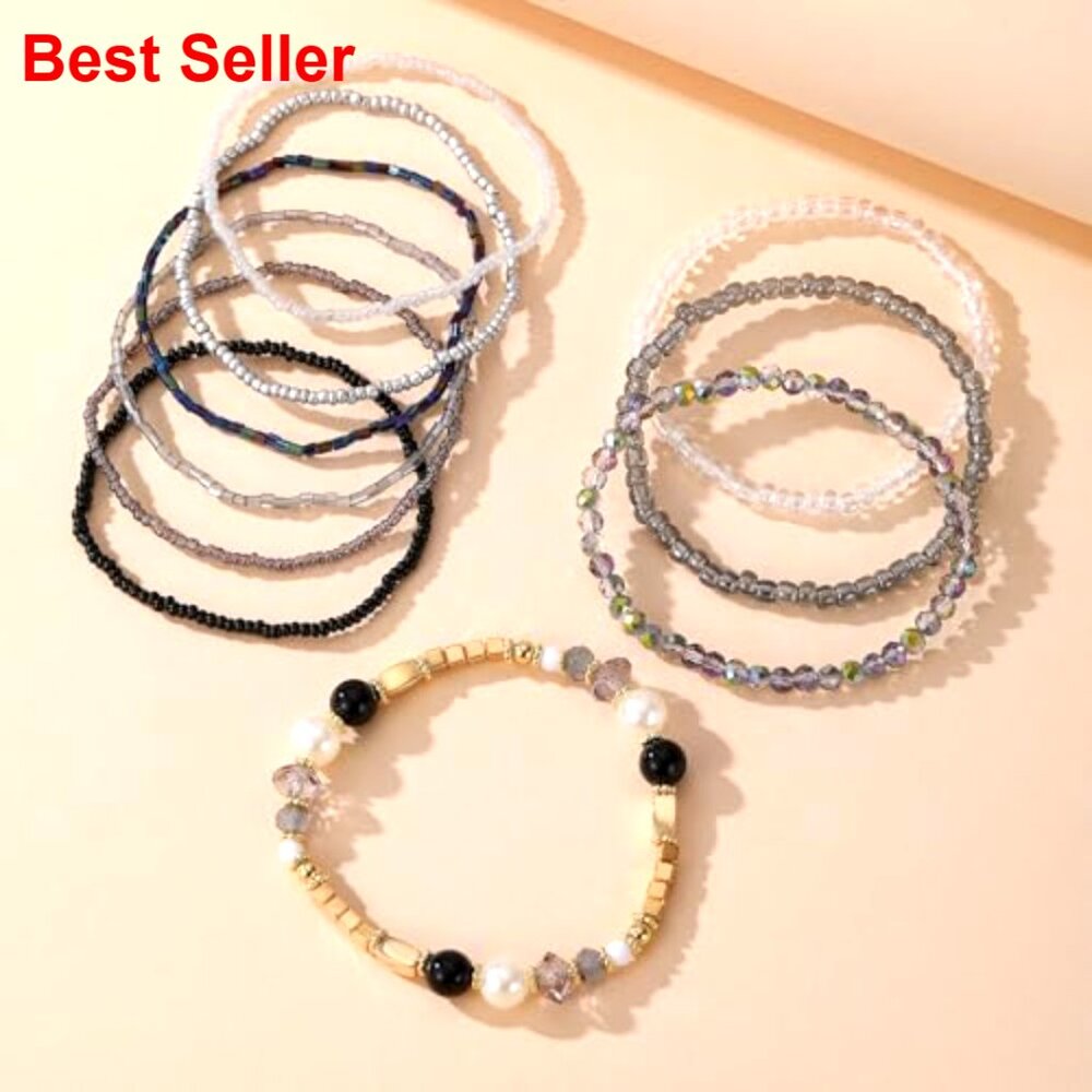 Bead Bracelet Pack Stretch Boho Stackable Jewelry… - image 3